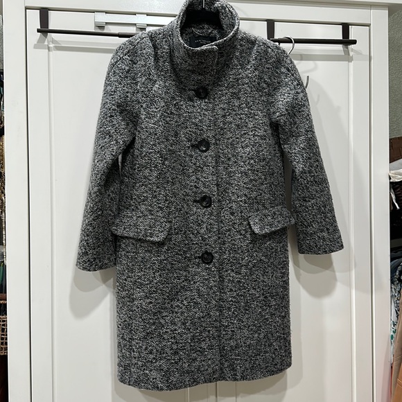 Ann Taylor Coat Womens SP Clay Gray Chesterfield Mid Length Mock Neck - Picture 1 of 7